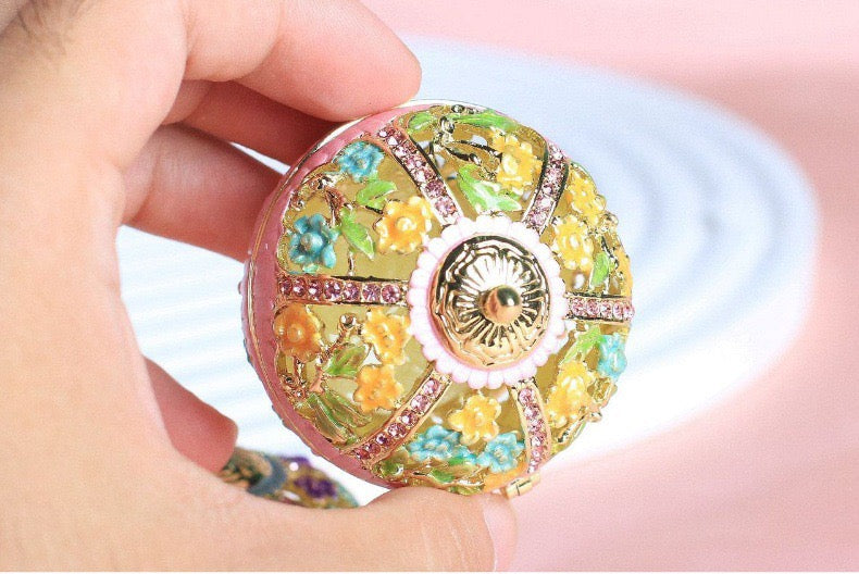 Hand Enameled Jewelry Box- Flower Box(5*5 cm/2*2 inch)