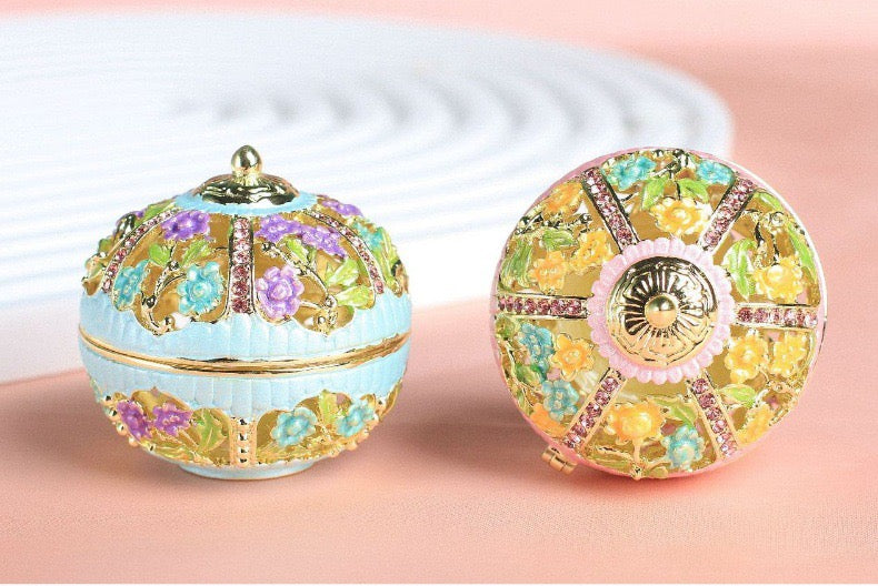 Hand Enameled Jewelry Box- Flower Box(5*5 cm/2*2 inch)