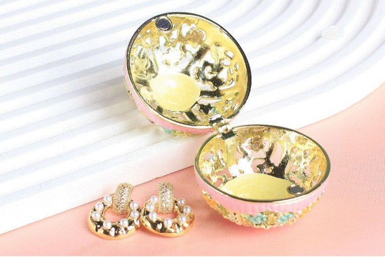 Hand Enameled Jewelry Box- Flower Box(5*5 cm/2*2 inch)