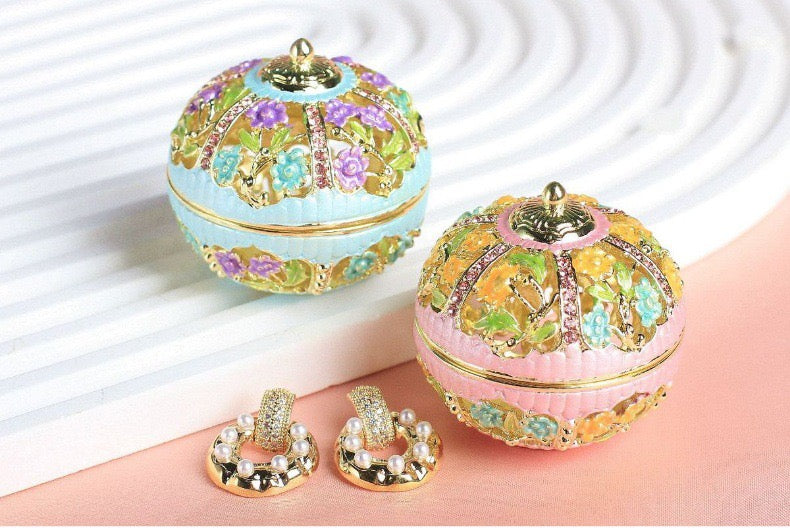 Hand Enameled Jewelry Box- Flower Box(5*5 cm/2*2 inch)