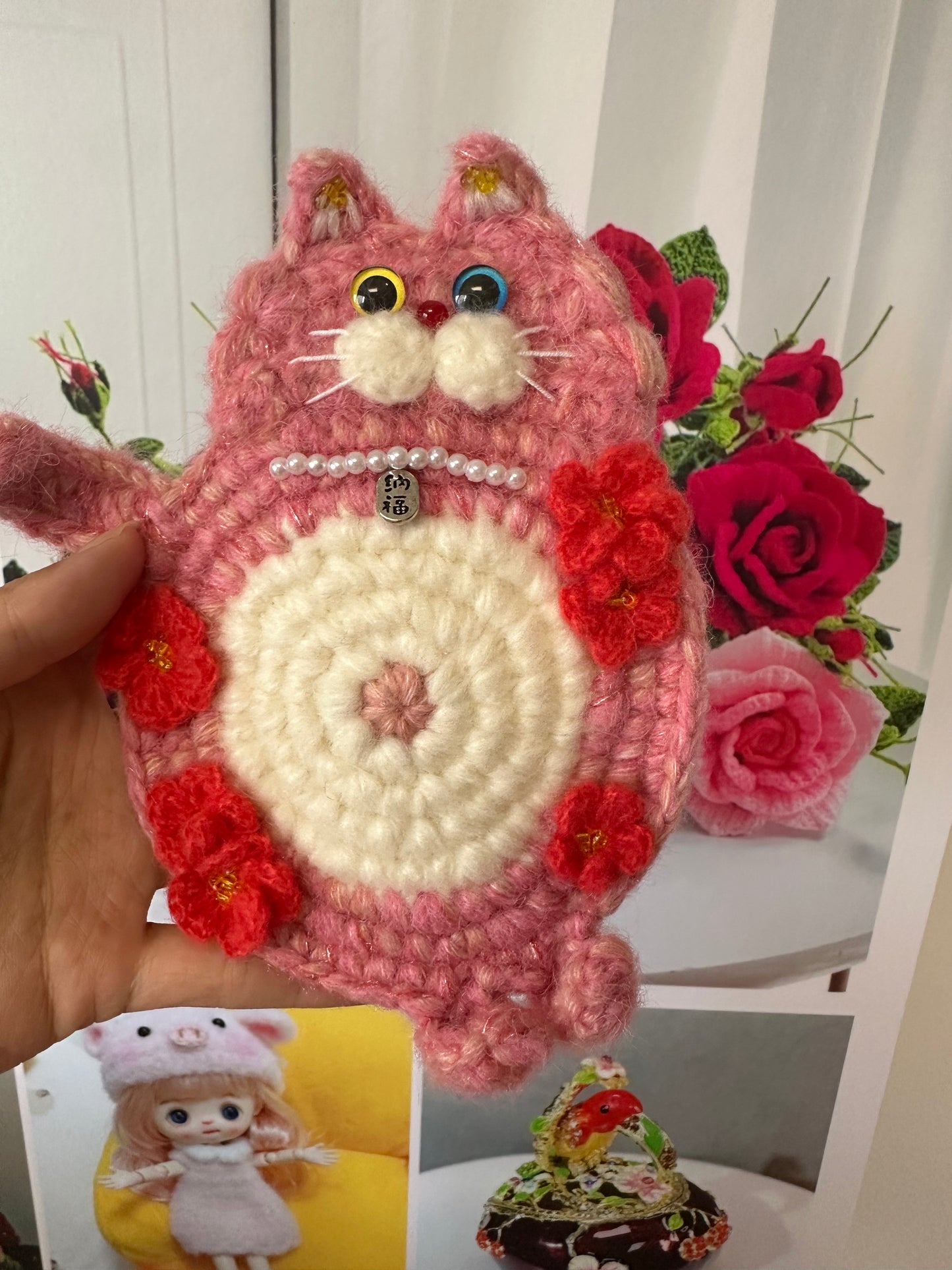 Crochet Cat Coaster(11*17 cm/4.3*6.7 inch)