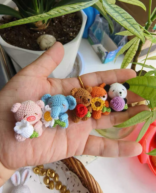Crochet Animal with Flower/Elephant/Pig?bear/Fox/Panda