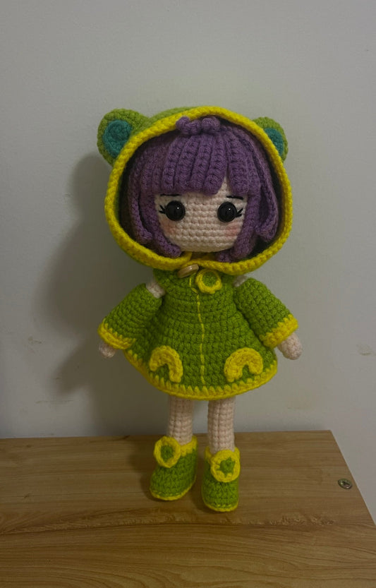Crochet Doll/Frog/Girl(25 cm/9.8 inch)