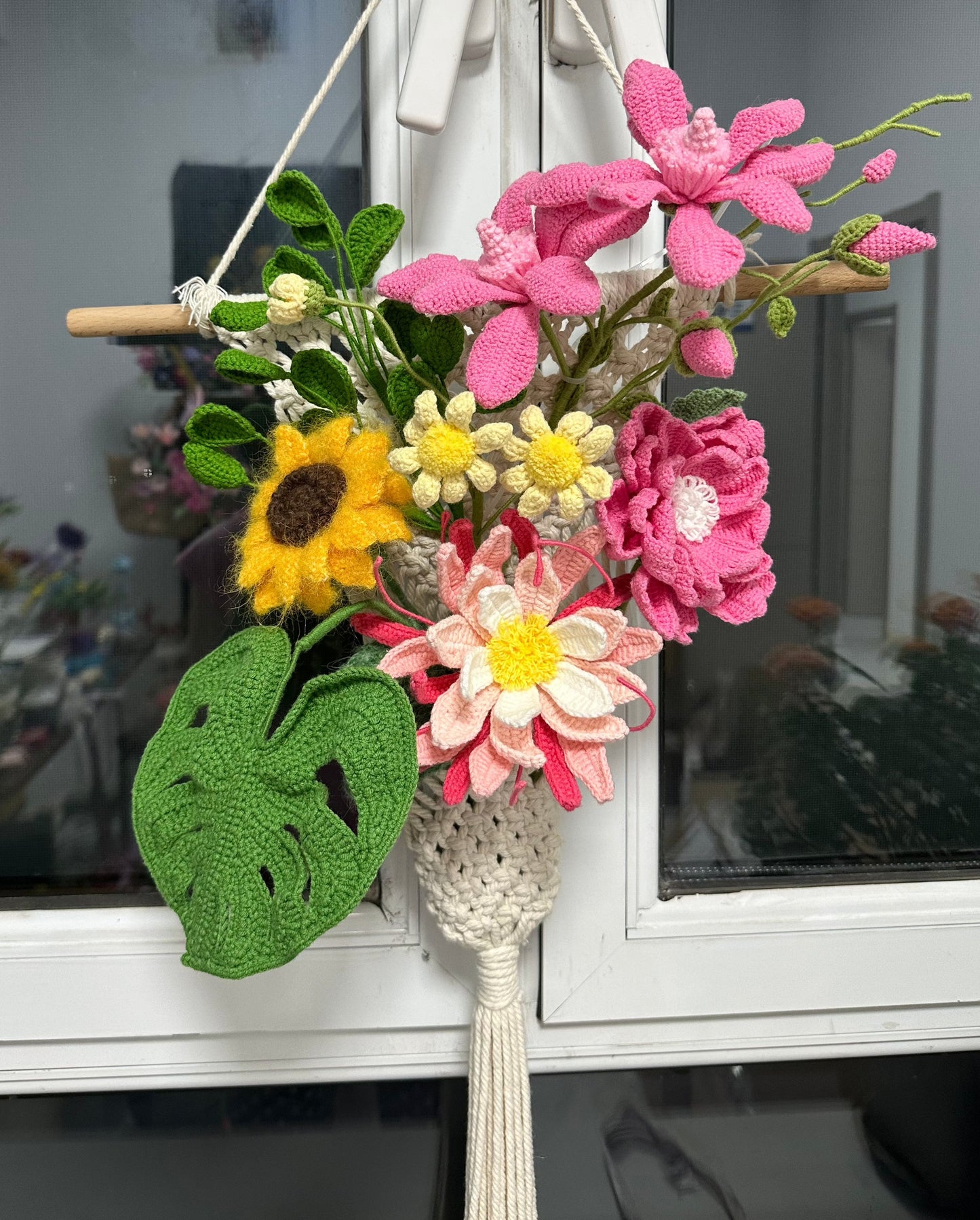 Crochet Flower with Wall Hanging