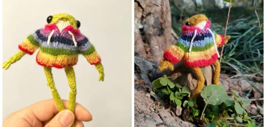 Knitted Frog with Outfit