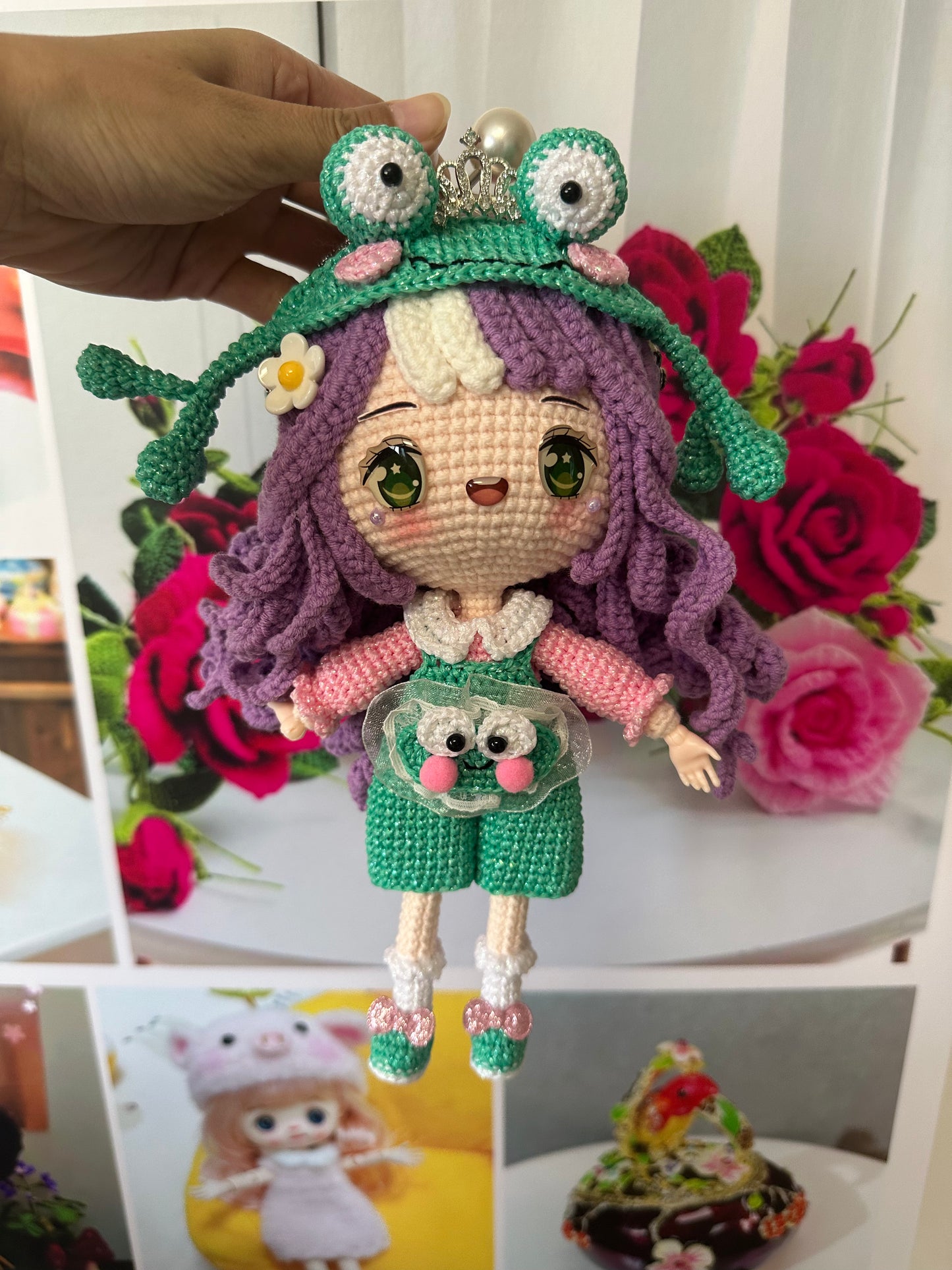 Crochet Frog Girl/Bag(26 cm/10 inch)