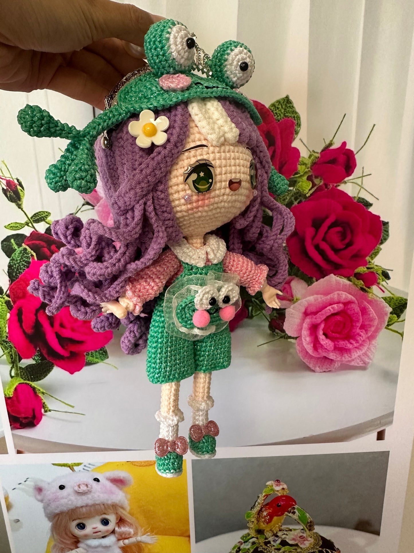 Crochet Frog Girl/Bag(26 cm/10 inch)