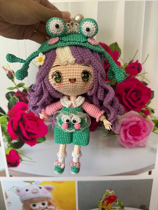 Crochet Frog Girl/Bag(26 cm/10 inch)