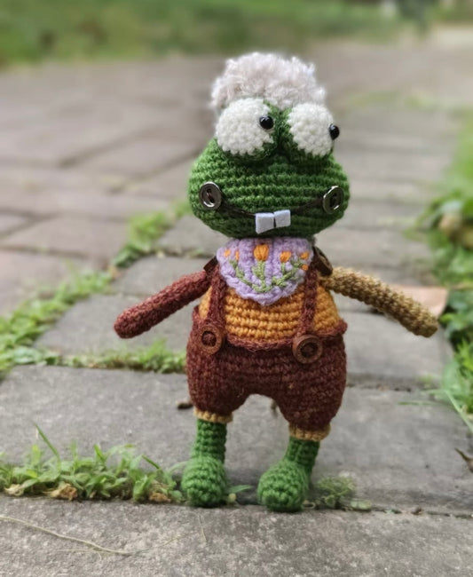 Crochet Frog Boy/Wool(12 cm/4.7 inch)