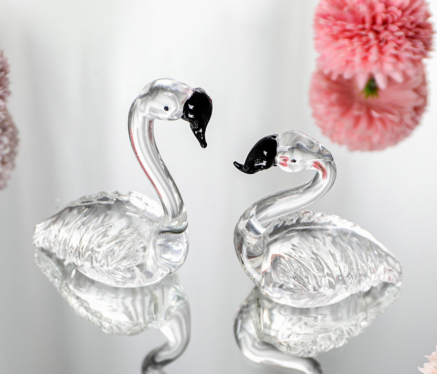 Hand Blown Glass Figurines- Flamingo (Set of 2)