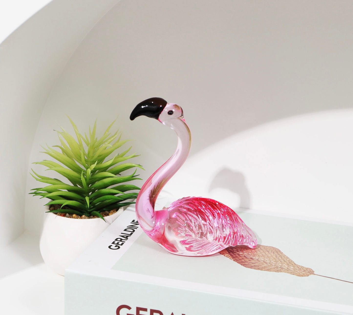 Hand Blown Glass Figurines- Flamingo (Set of 2)