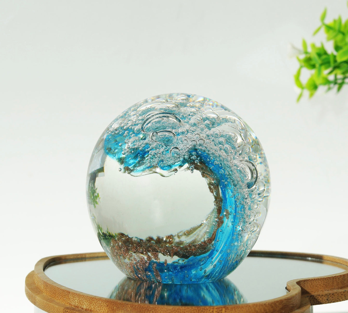 Hand Blown Glass Figurines- Ocean Waves Ball