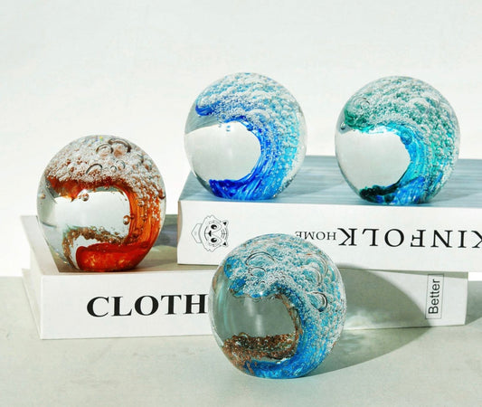 Hand Blown Glass Figurines- Ocean Waves Ball