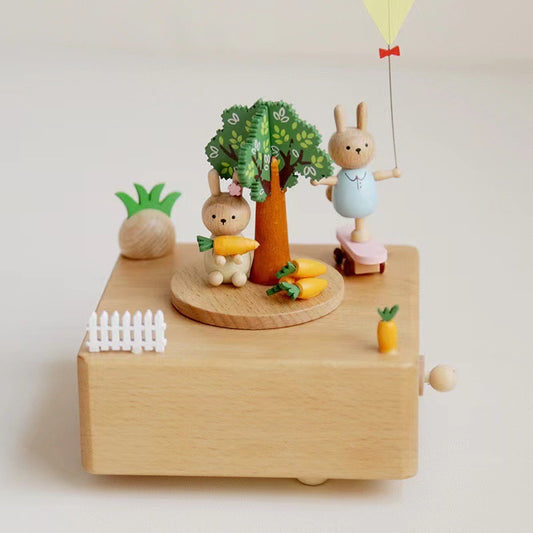 Wooden Mechanical Music Box- Bunny