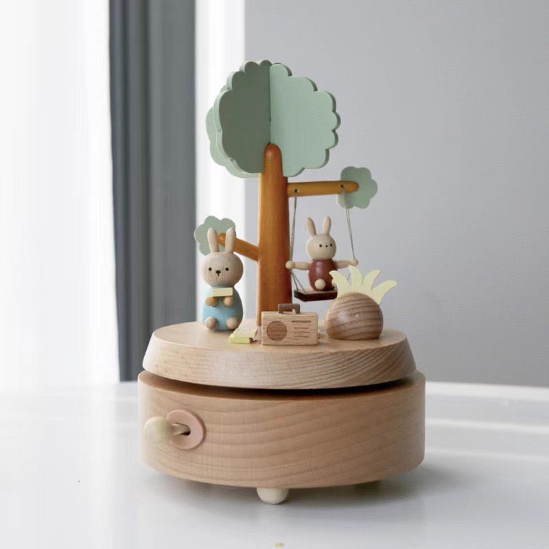 Wooden Mechanical Music Box- Bunny