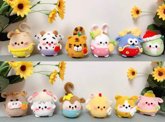 Crochet Animal/Tiger/Dragon/Bunny/OX/Dog/Monkey/Chicken/Snake/Sheep/Mouse/Pig/Horse(5 cm/2 inch)