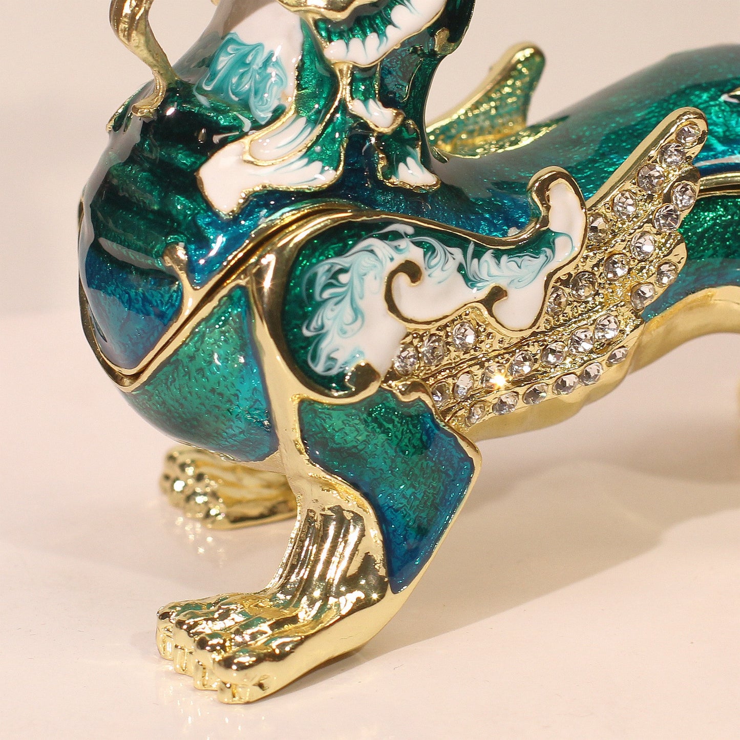 Hand Enameled Jewelry Box- Chinese Lion/PIXIU(11.5*5.5*9 cm/4.5*2.2*3.5 inch;0.4 kg/14 oz)