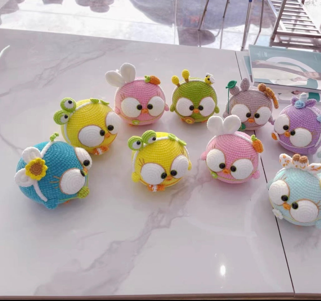 Crochet Fat Chicken/Angry Bird with Different Outfits/Simple Version(8~9 cm/3.1~3.5 inch)