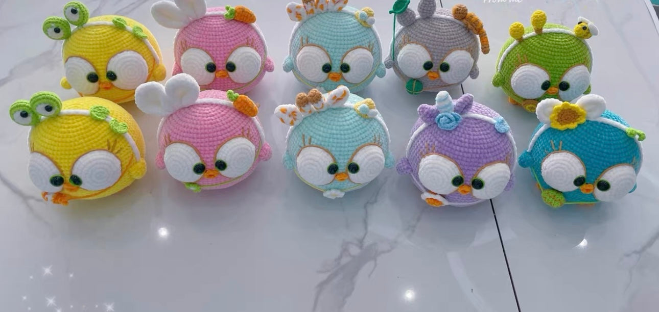 Crochet Fat Chicken/Angry Bird with Different Outfits/Simple Version(8~9 cm/3.1~3.5 inch)
