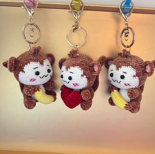 Crochet Monkey Hold Heart/Banana(8 cm/3.1 inch)