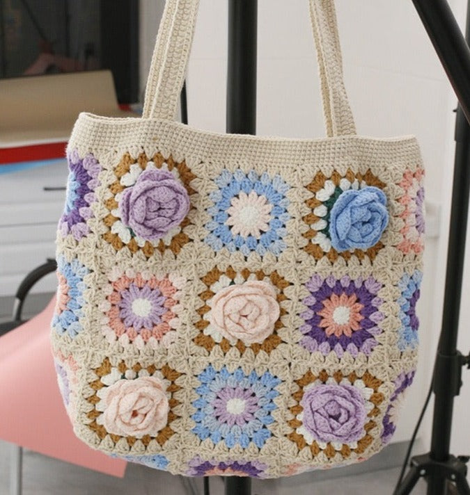 Purple/Pink/Blue Camellia Shoulder Bag(Bigger Size Flowers)