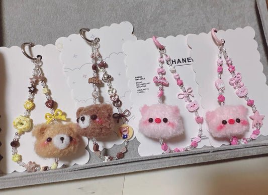 Crochet Animal Phone Charm/Siamese/Pig/Bear/Tiger/HelloKitty/Jellyfish/Bunny