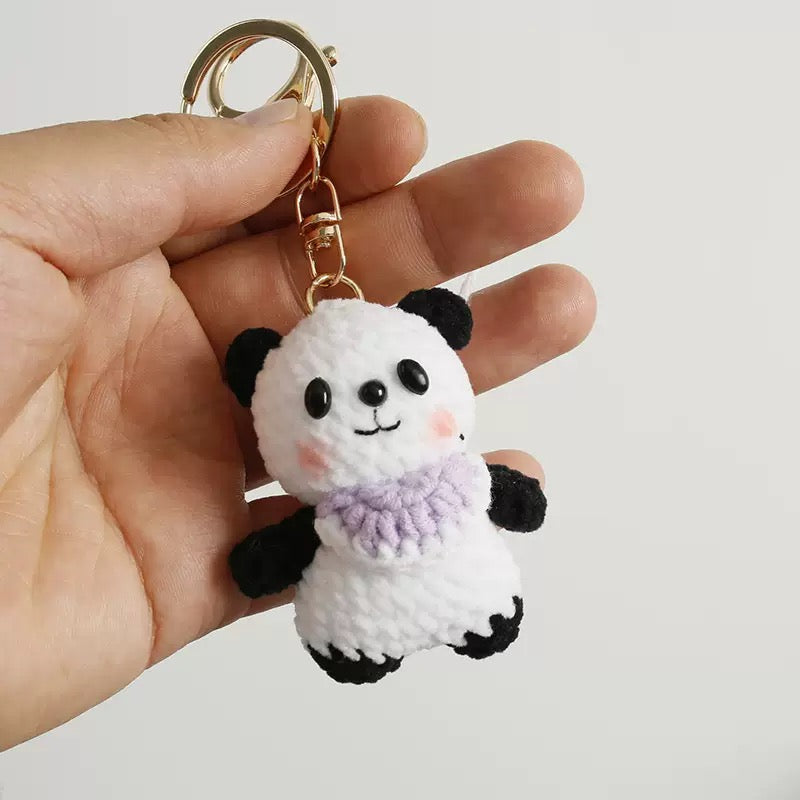 Panda with Purple Apron Keychain