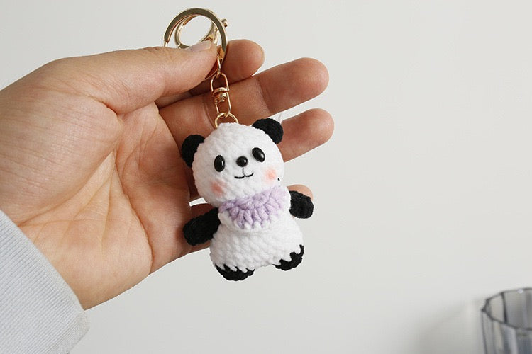 Panda with Purple Apron Keychain