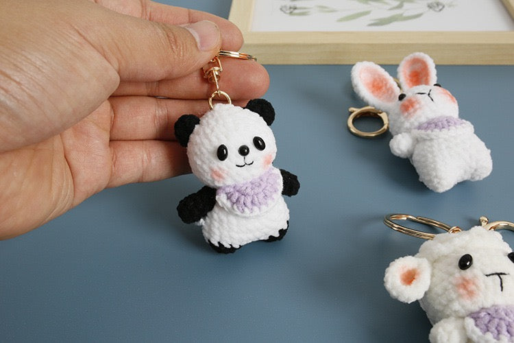 Panda with Purple Apron Keychain