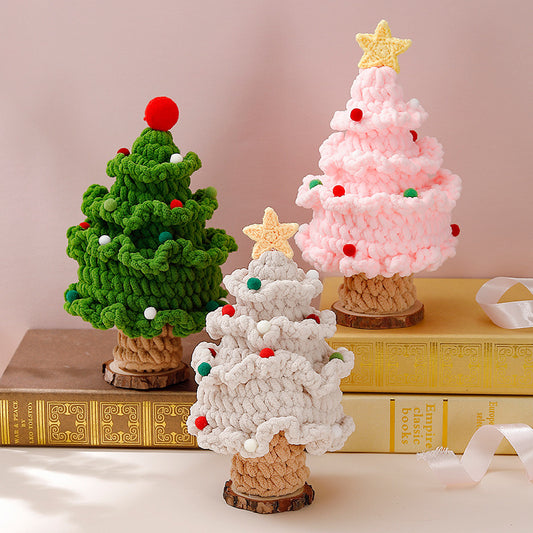 Crochet Christmas Tree with Wooden Base