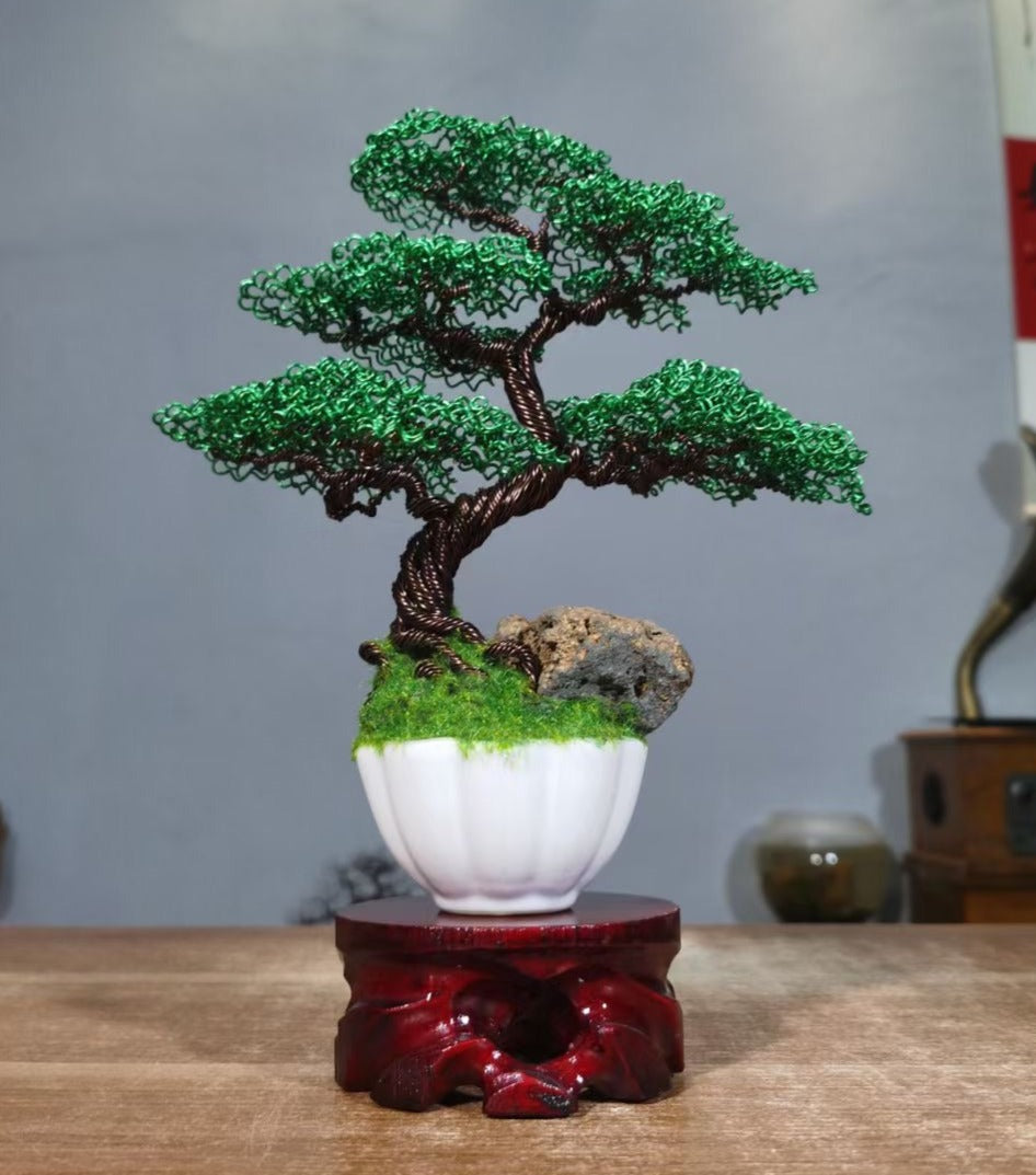 Bonsai Tree with Wood Base(Height:22 cm/8.7 inch)