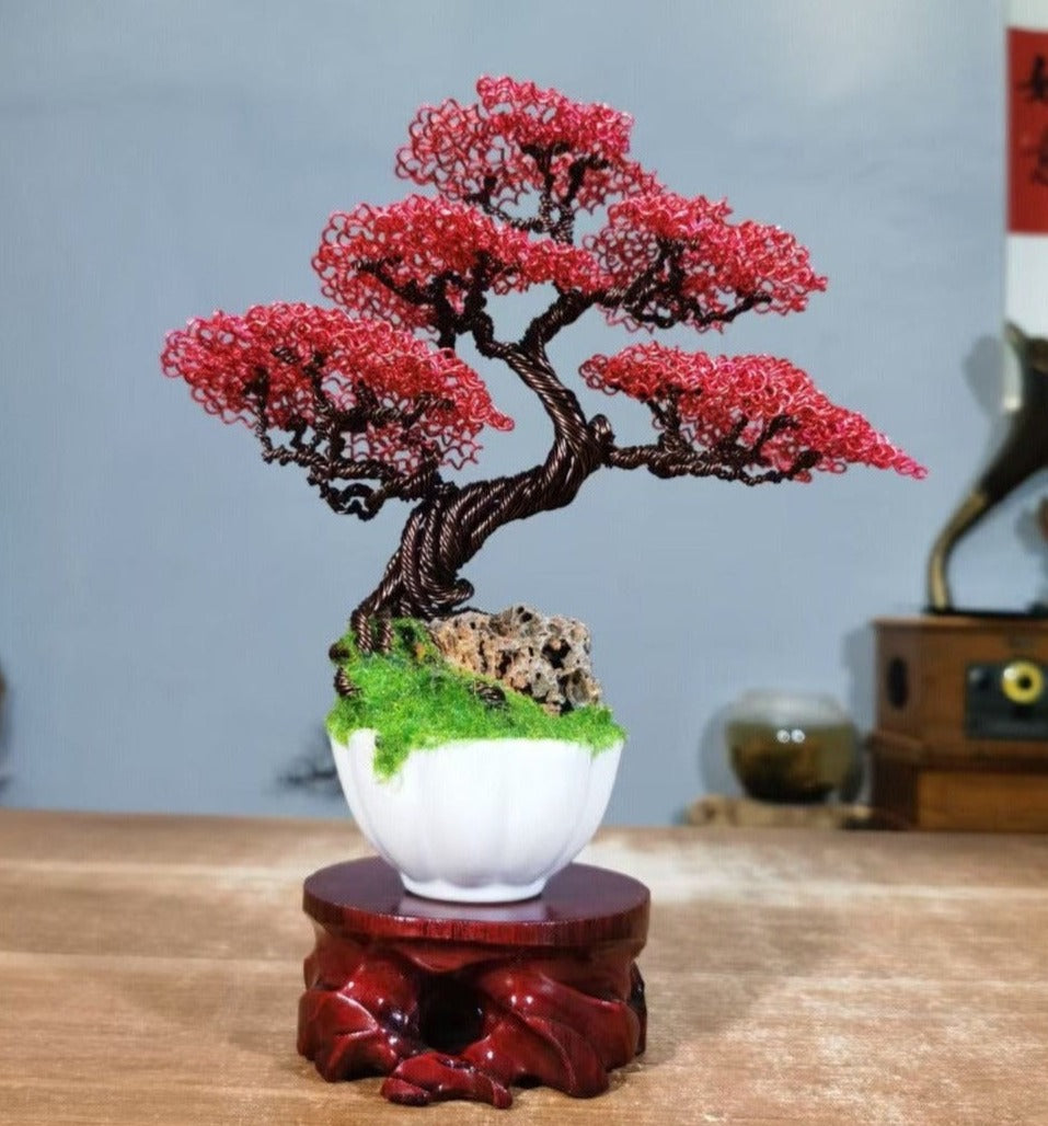 Bonsai Tree with Wood Base(Height:22 cm/8.7 inch)