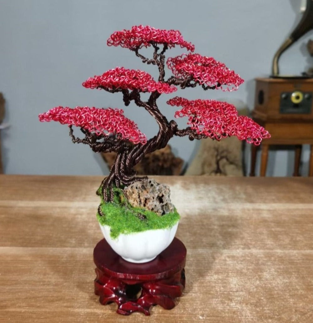 Bonsai Tree with Wood Base(Height:22 cm/8.7 inch)