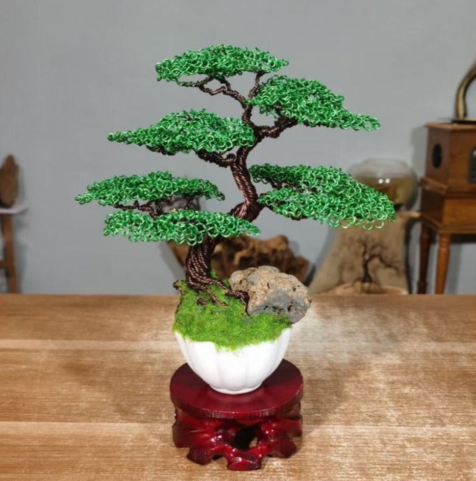 Bonsai Tree with Wood Base(Height:22 cm/8.7 inch)