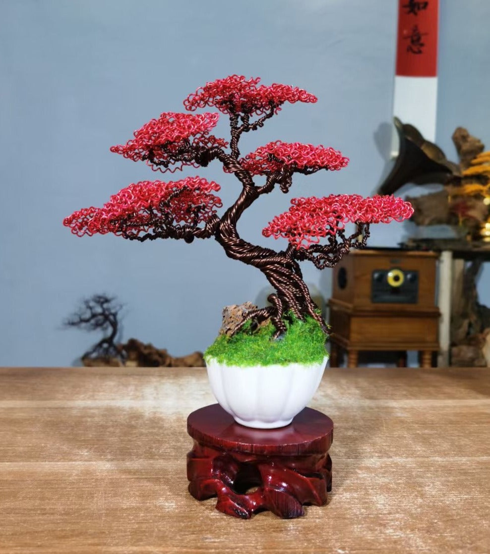 Bonsai Tree with Wood Base(Height:22 cm/8.7 inch)