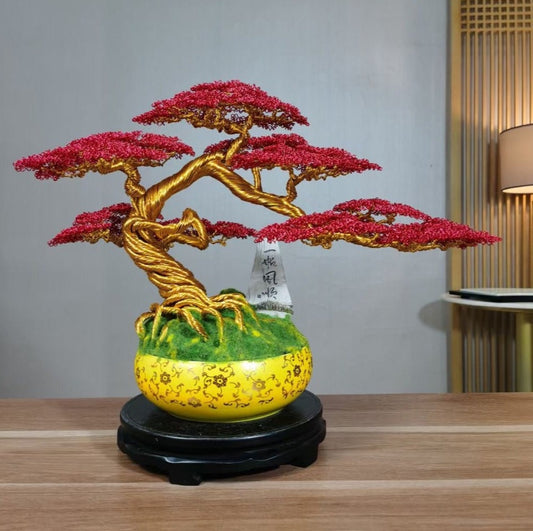 Big Red Bonsai Tree(Height*Width: 40~45*50~55 cm/16~18*20~22 inch)