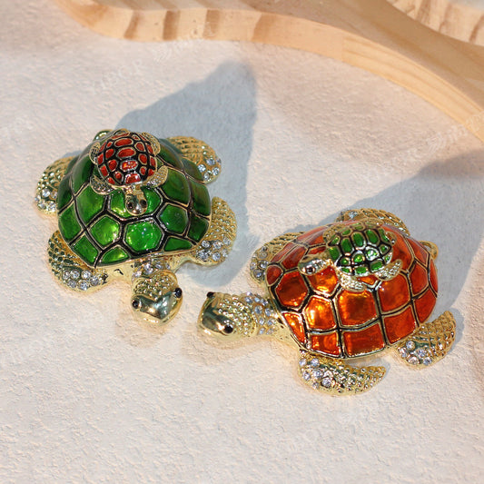 Hand Enameled Jewelry Box- Turtle(7*5.1*3 cm/2.8*2*1.2 inch; 0.1 kg/3.5 oz)