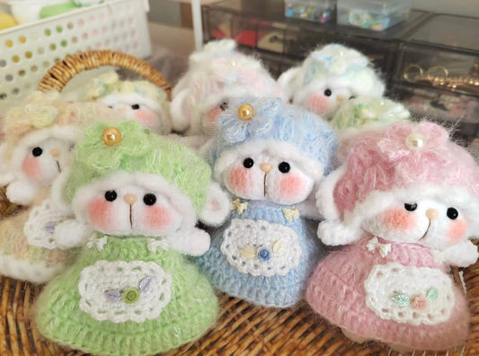 Crochet Magnetic Bunny/Head and Body can be Separated (9 cm/3.6 inch)