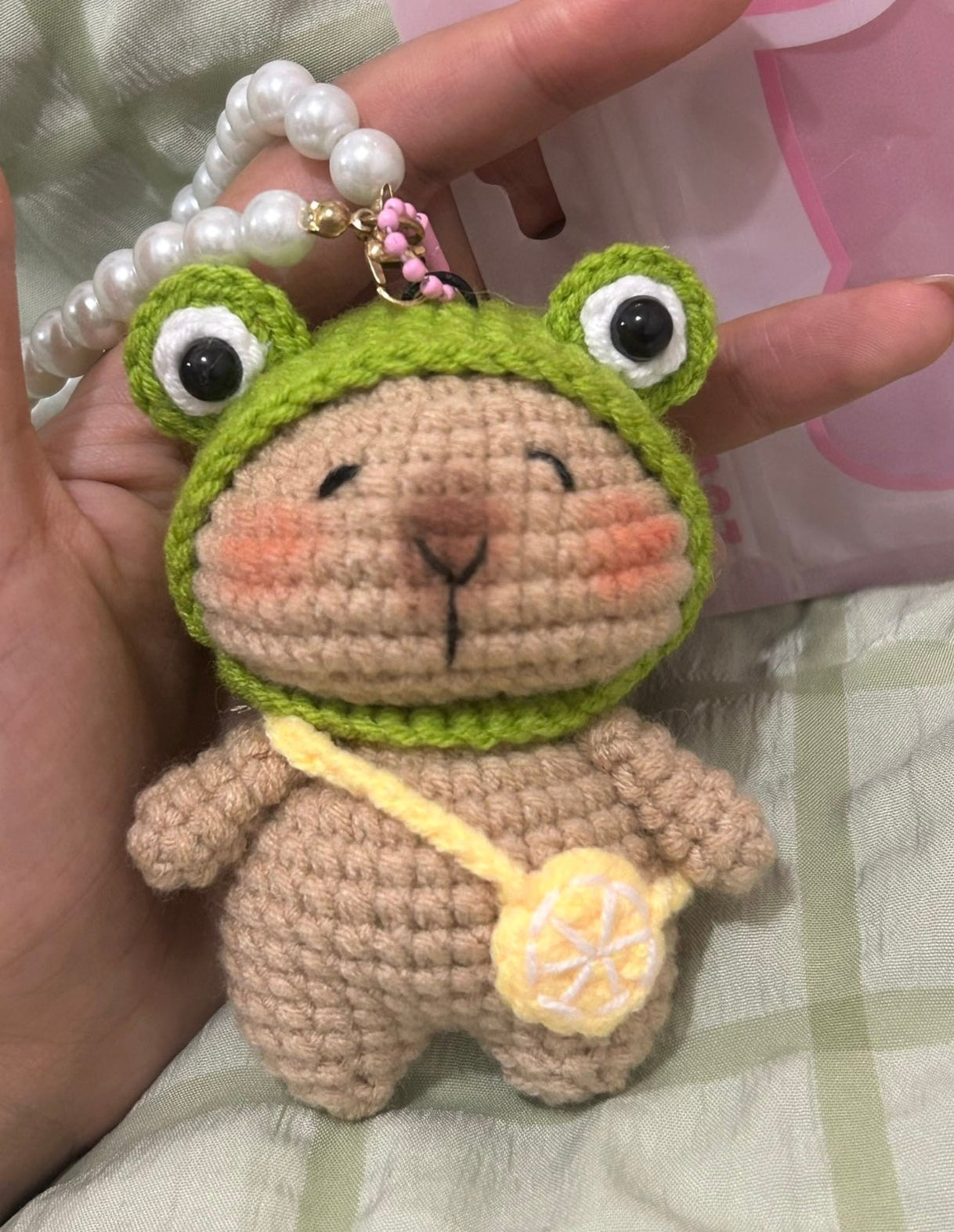 Crochet Capybara with Frog Hat(10 cm/3.9 inch)