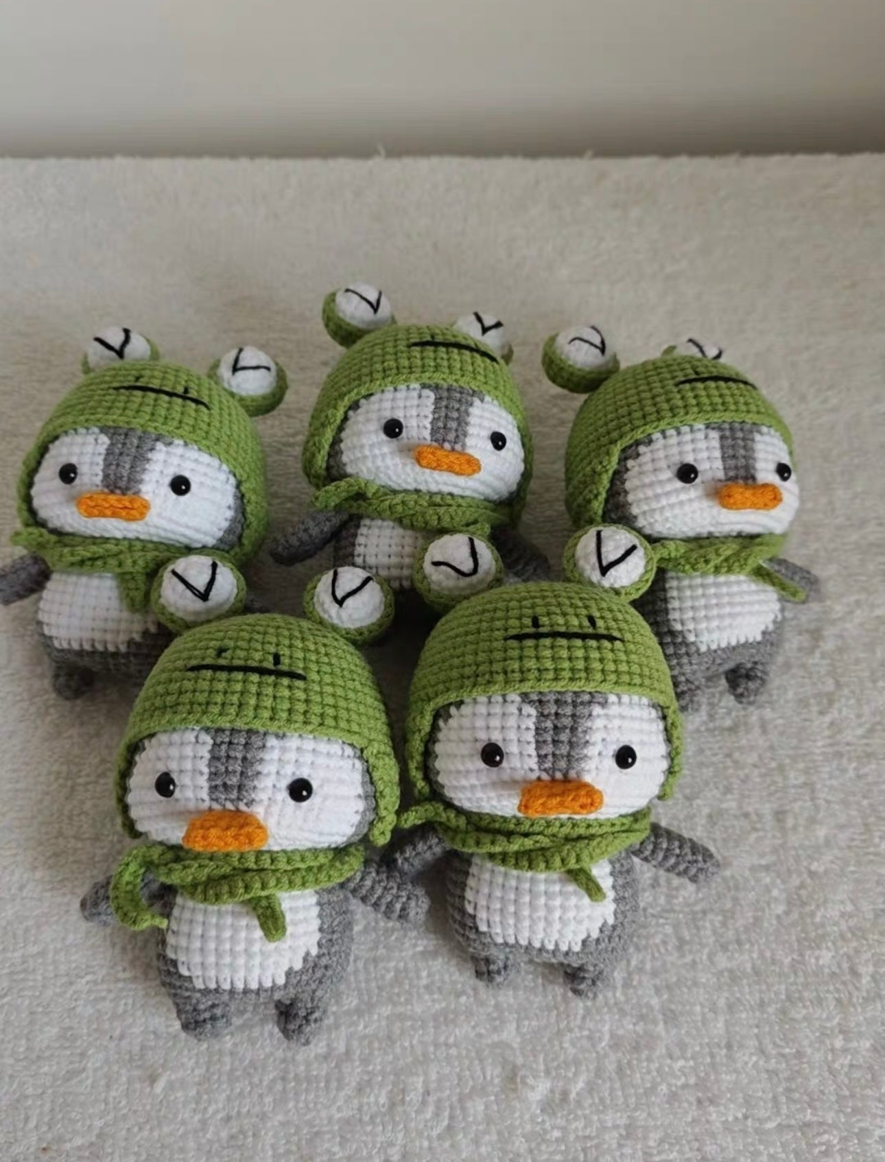 Crochet Penguin with Frog Hat