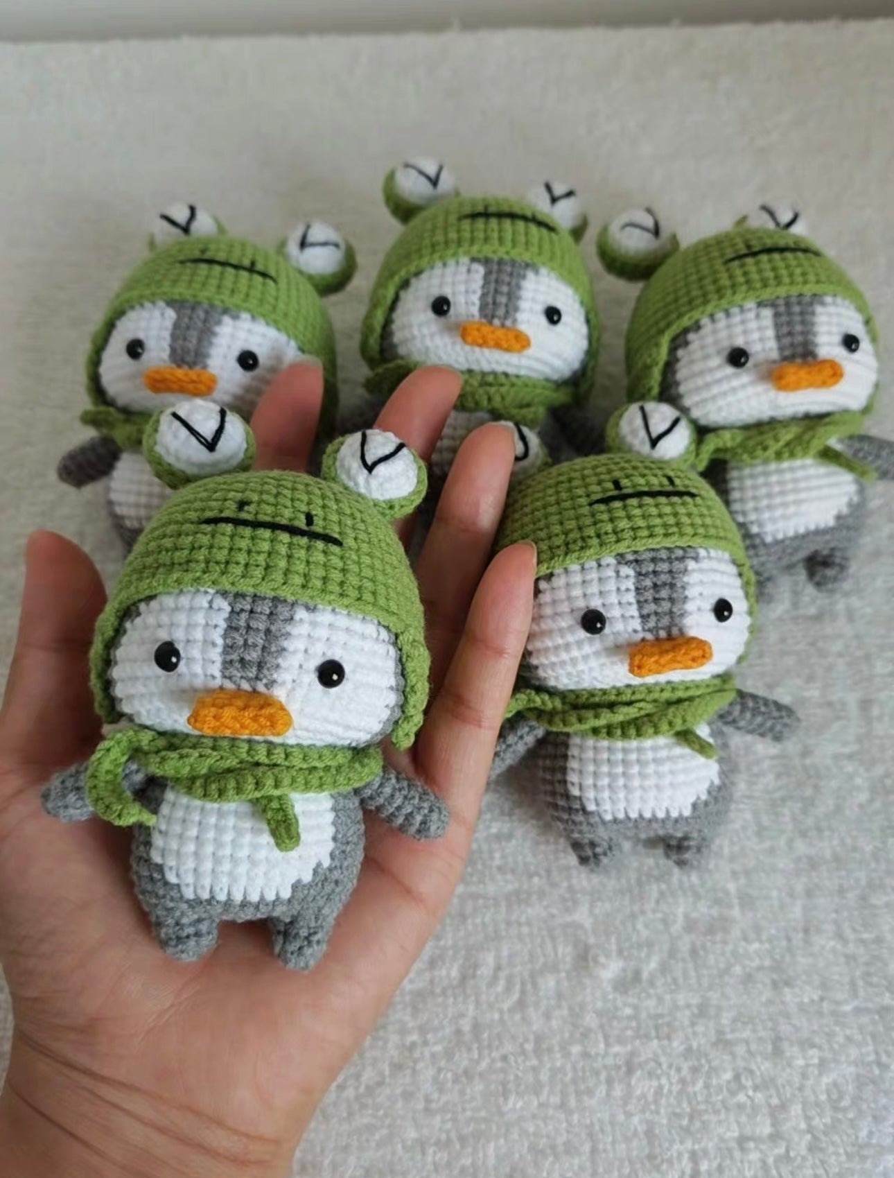 Crochet Penguin with Frog Hat