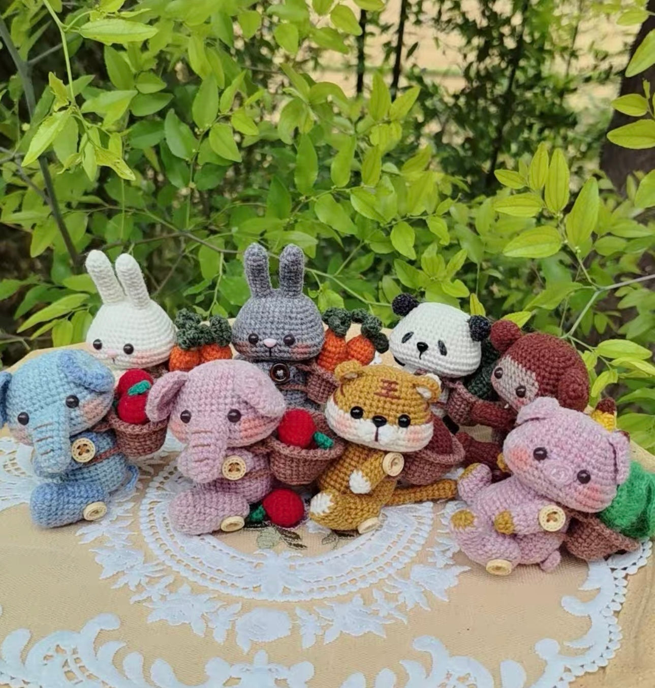 Crochet Tiger/Panda/Pig/Bunny/Elephant/Monkey(Wool)