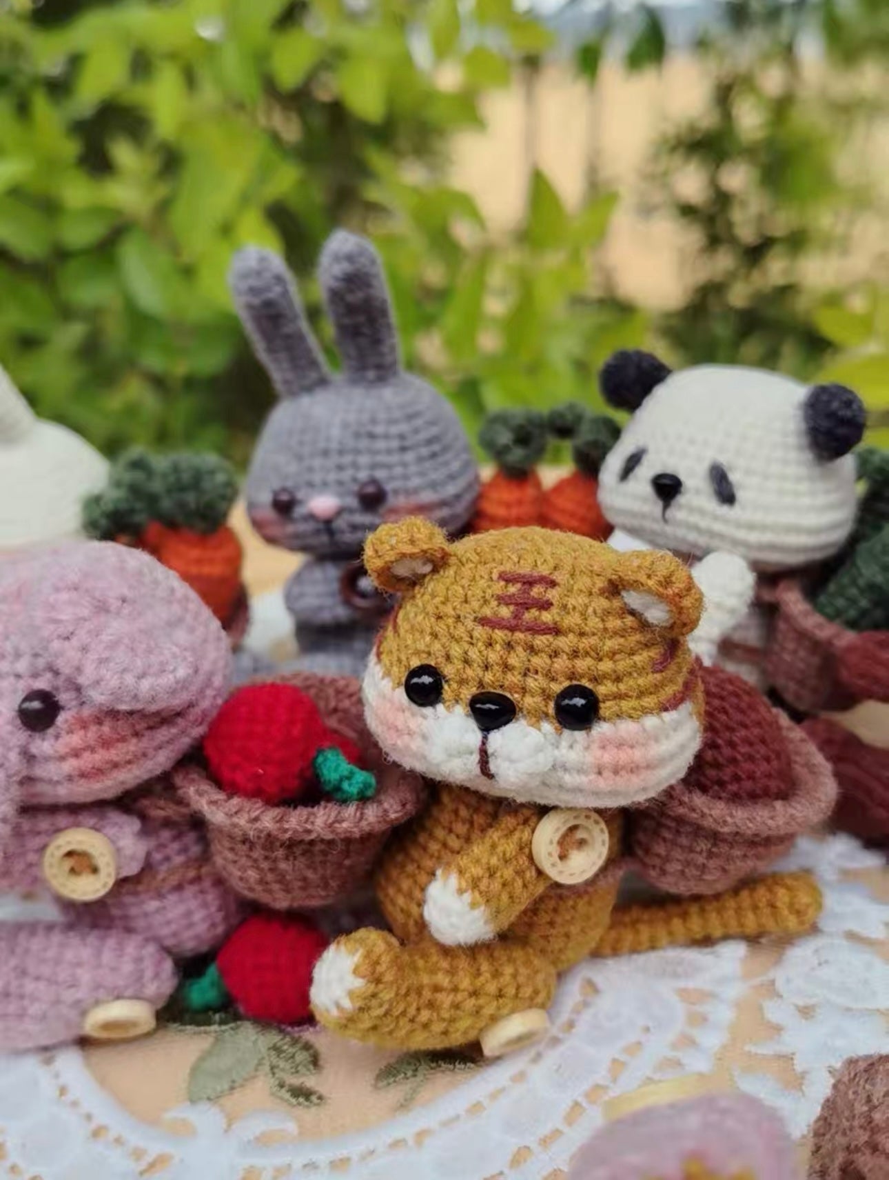Crochet Tiger/Panda/Pig/Bunny/Elephant/Monkey(Wool)