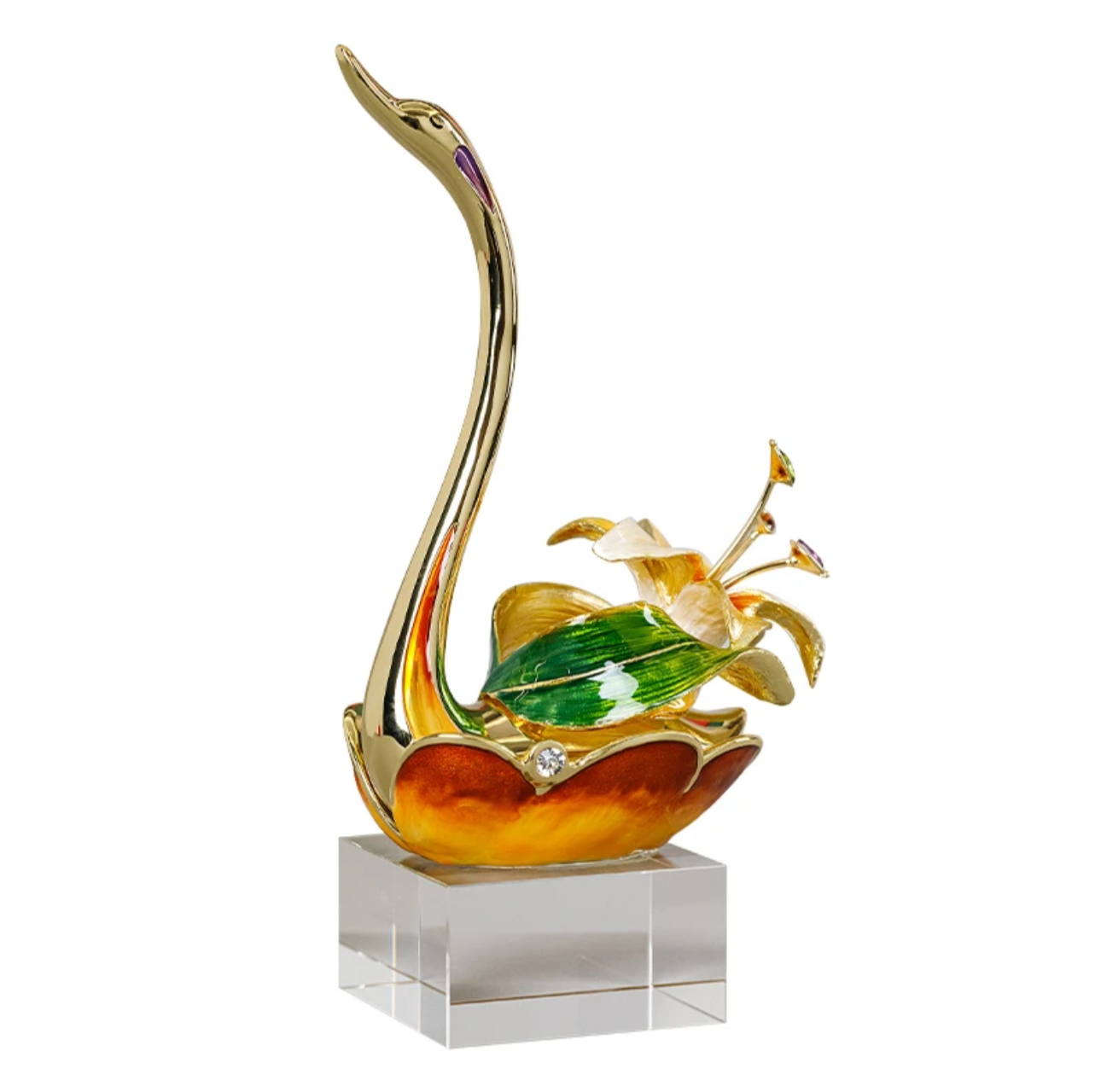 Hand Enameled Ornament- Swan(3 Sizes)