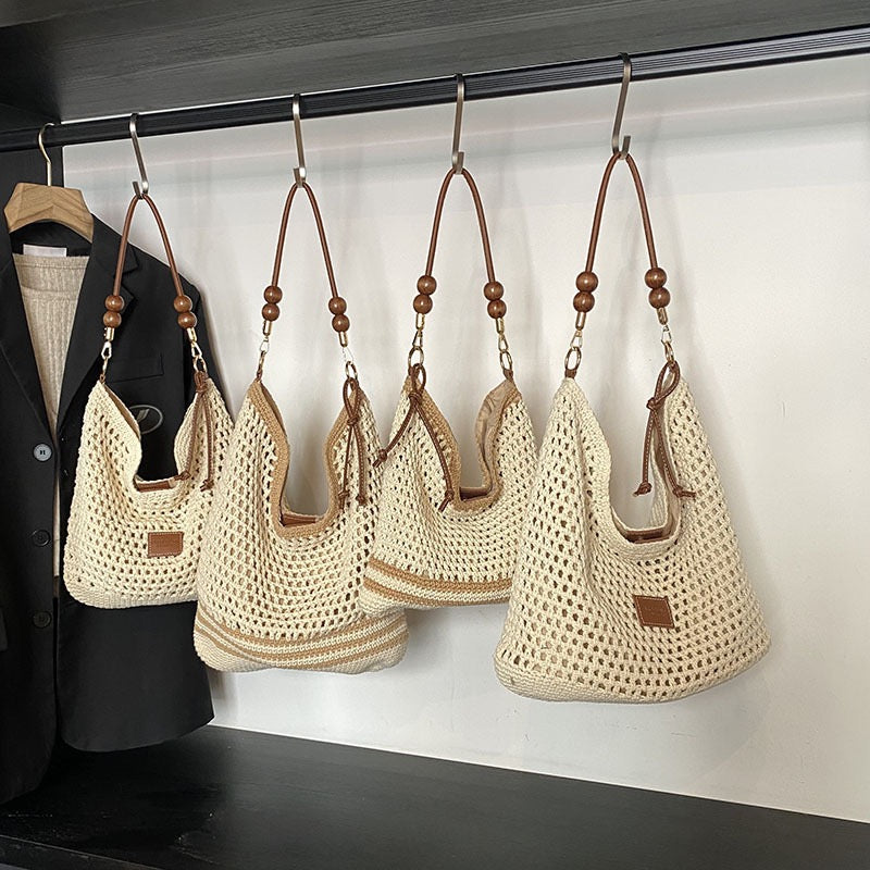 Cotton Shoulder Bag with Long Strap