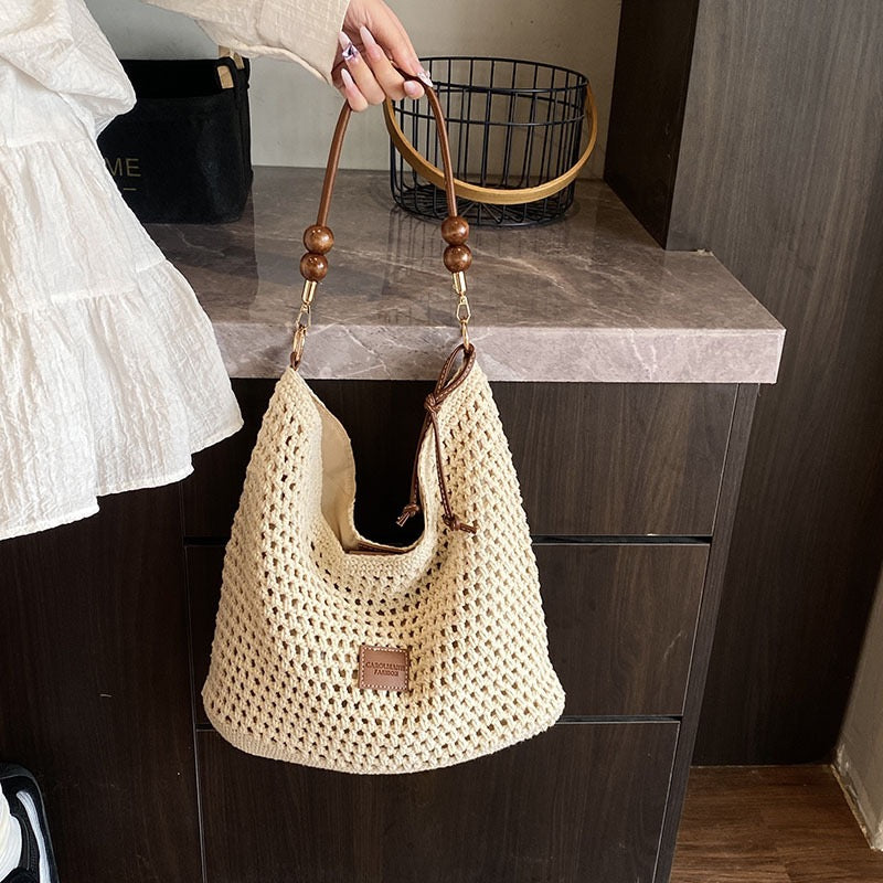 Cotton Shoulder Bag with Long Strap