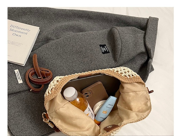 Cotton Shoulder Bag with Long Strap