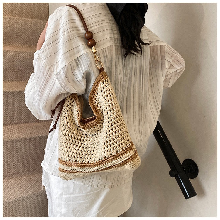 Cotton Shoulder Bag with Long Strap