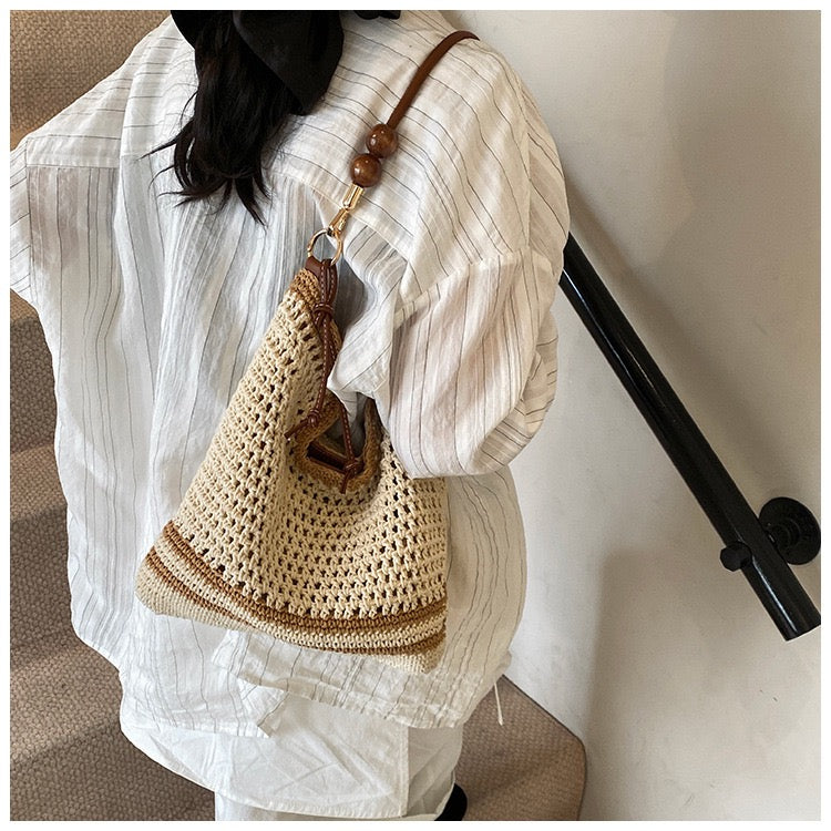 Cotton Shoulder Bag with Long Strap