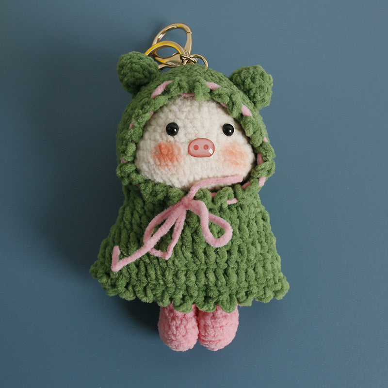 Pig with Green Coat Keychain